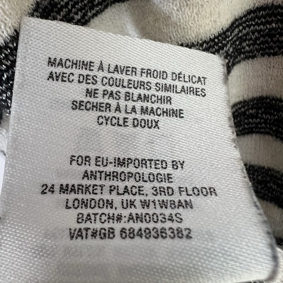 Anthropologie Michael Stars Black/White Shimmer Stripe‎ Shirt Women's Size M/L - Picture 5 of 6